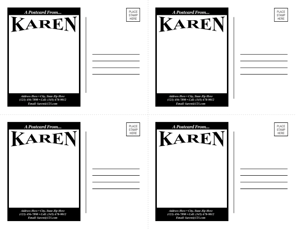 Free Postcard Template 4 Per Page